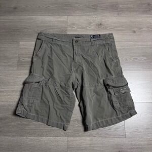 KUHL Mens Ambush Cargo Shorts Khaki Zip Pockets Size 38 Vintage Patina